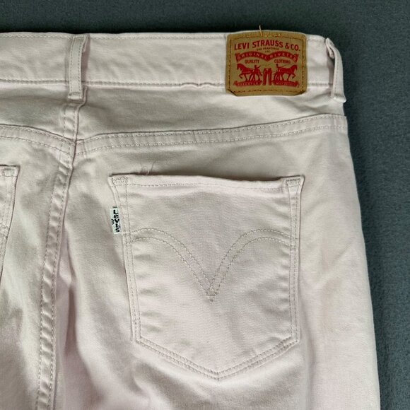Levis Womens 12/31 Light Pink Mid Rise Cropped Flat Front Pants White Tab - Picture 13 of 14